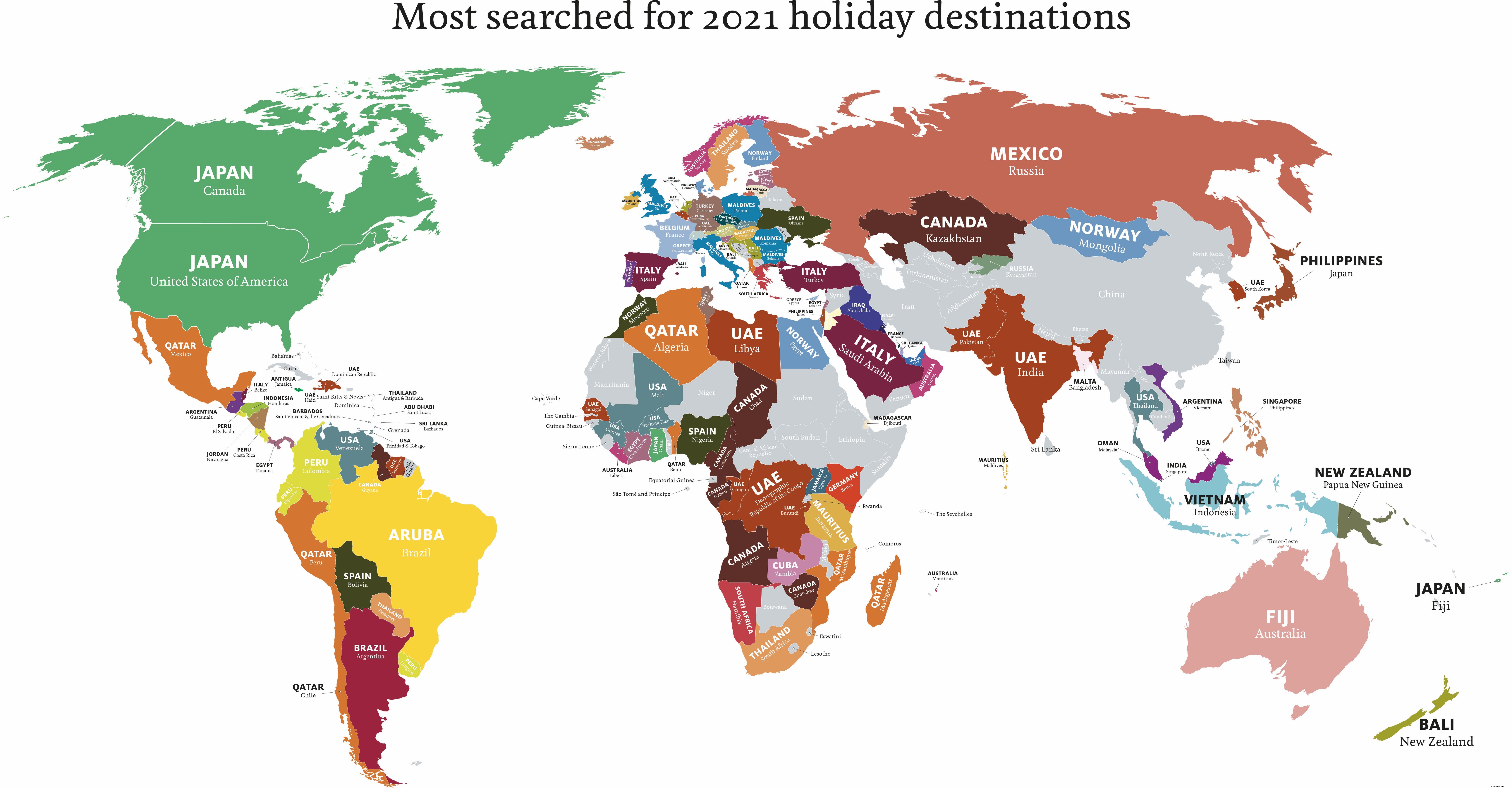 In quale parte del mondo le persone hanno intenzione di viaggiare nel 2021? 