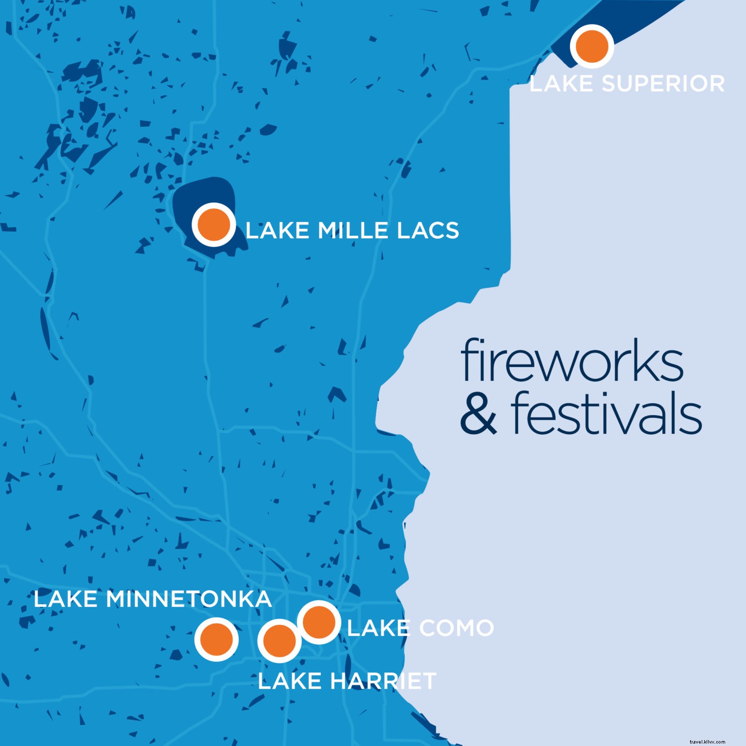 Lagos da cidade natal:fogos de artifício e festivais [Mapa] 