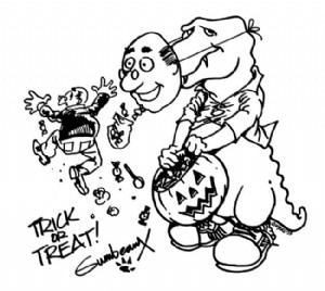 Página para colorir gratuita de Gumbeaux Gator Halloween:#EerieCalcasieu 