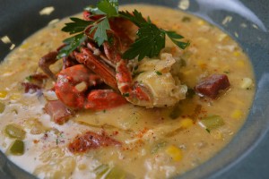 #EatSWLA:zuppa di granchio e mais con prosciutto Tasso 