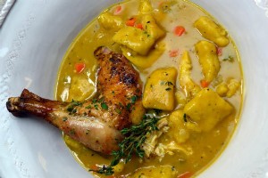 #EatSWLA :Dumplings au poulet et au babeurre et à la semoule de maïs 