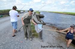 ルイジアナ州南西部でのエビ漁 