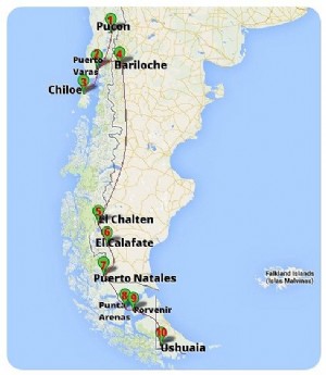 De Pucon a Ushuaia:Nossa rota pela Patagônia