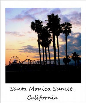 今週のポラロイド：サンタモニカに沈む夕日、 カリフォルニア