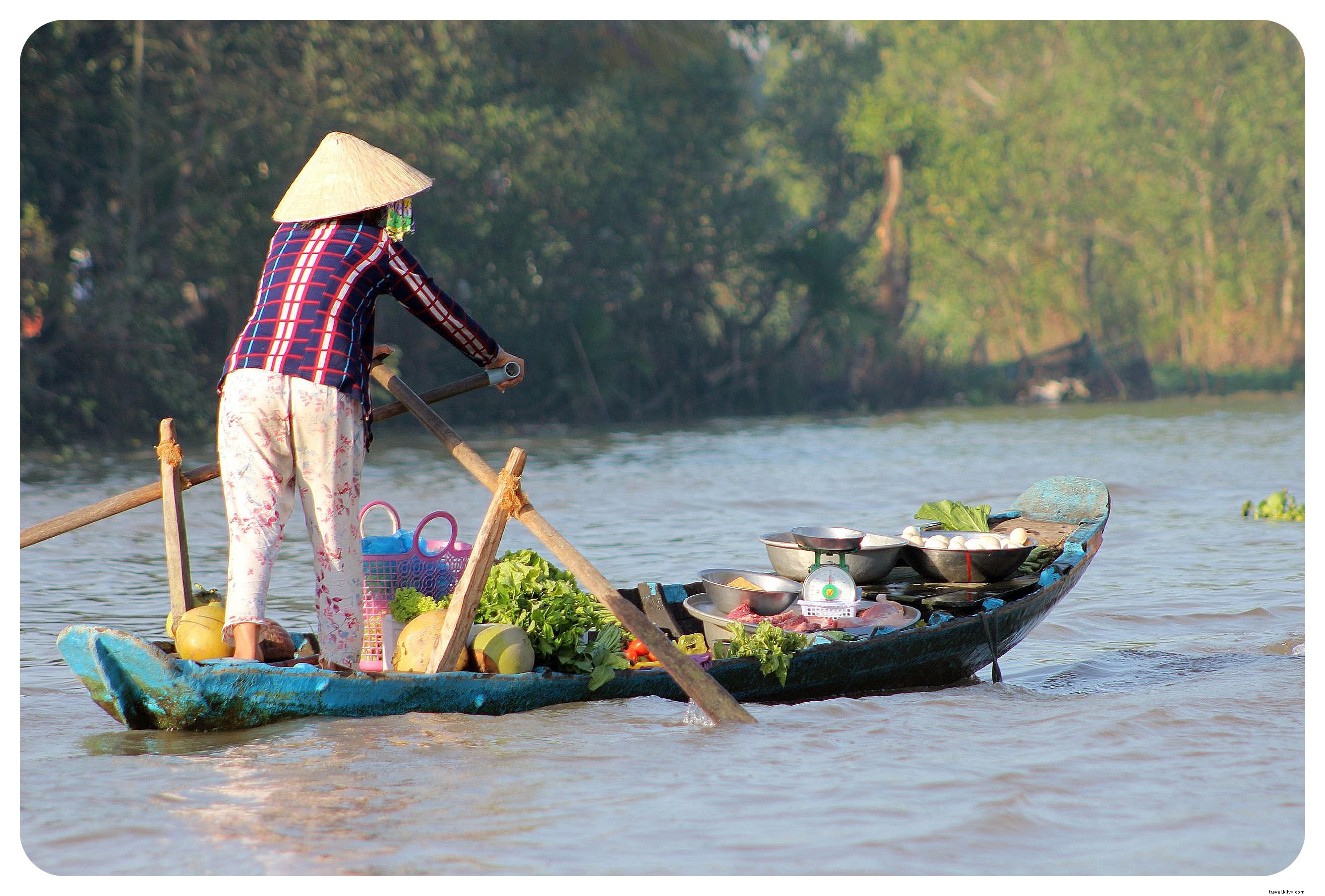 ベトナムのメ​​コンデルタ：水上マーケットと川での生活