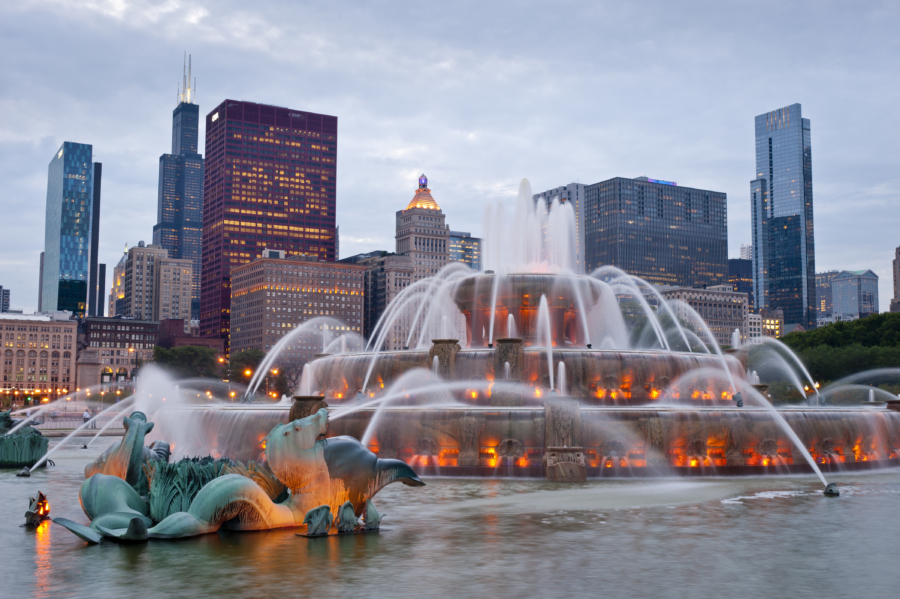 Air Mancur Buckingham di Taman Hibah Chicago 