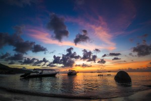 plage, coucher soleil, thaïlande, photo