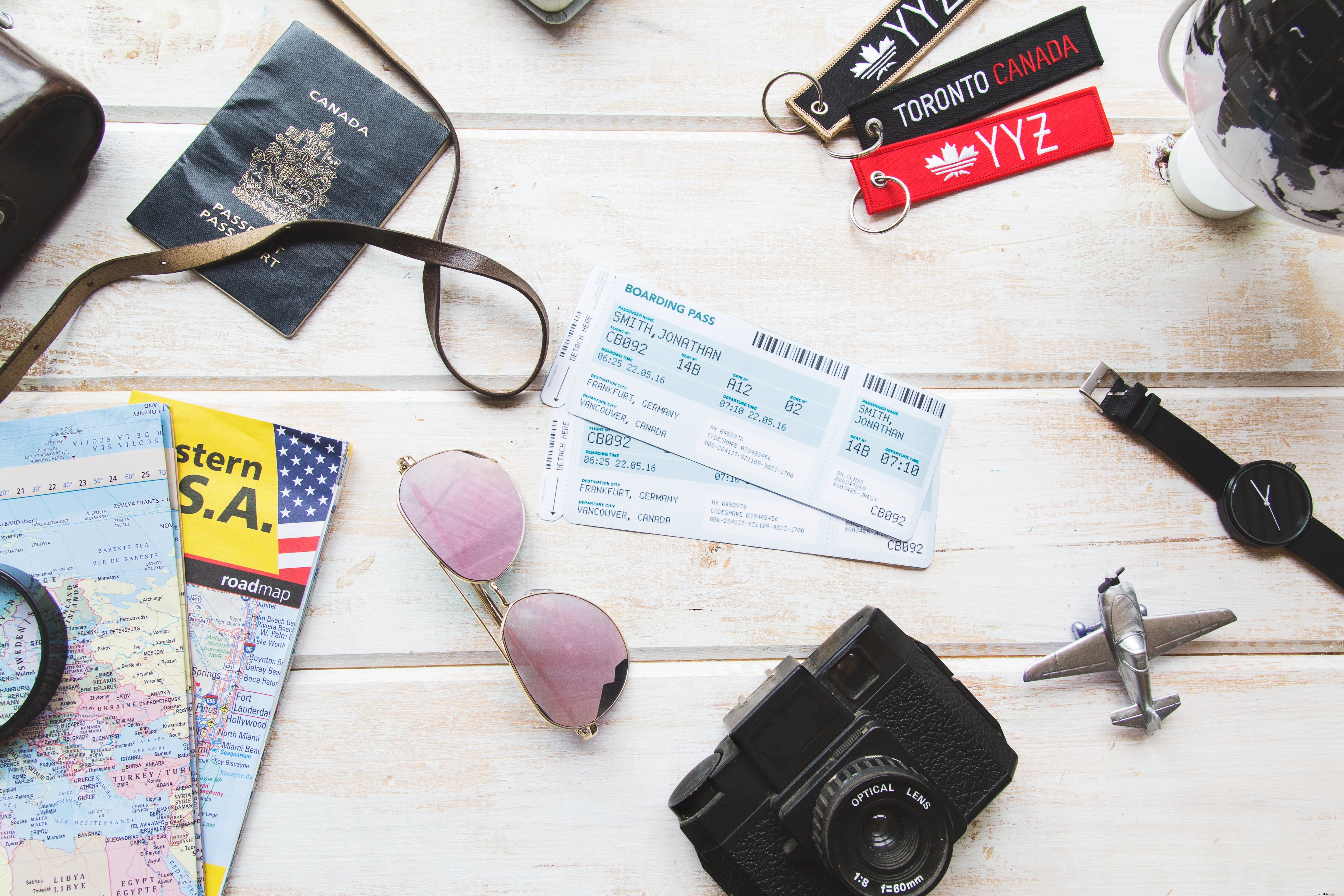 Foto flatlay di viaggio