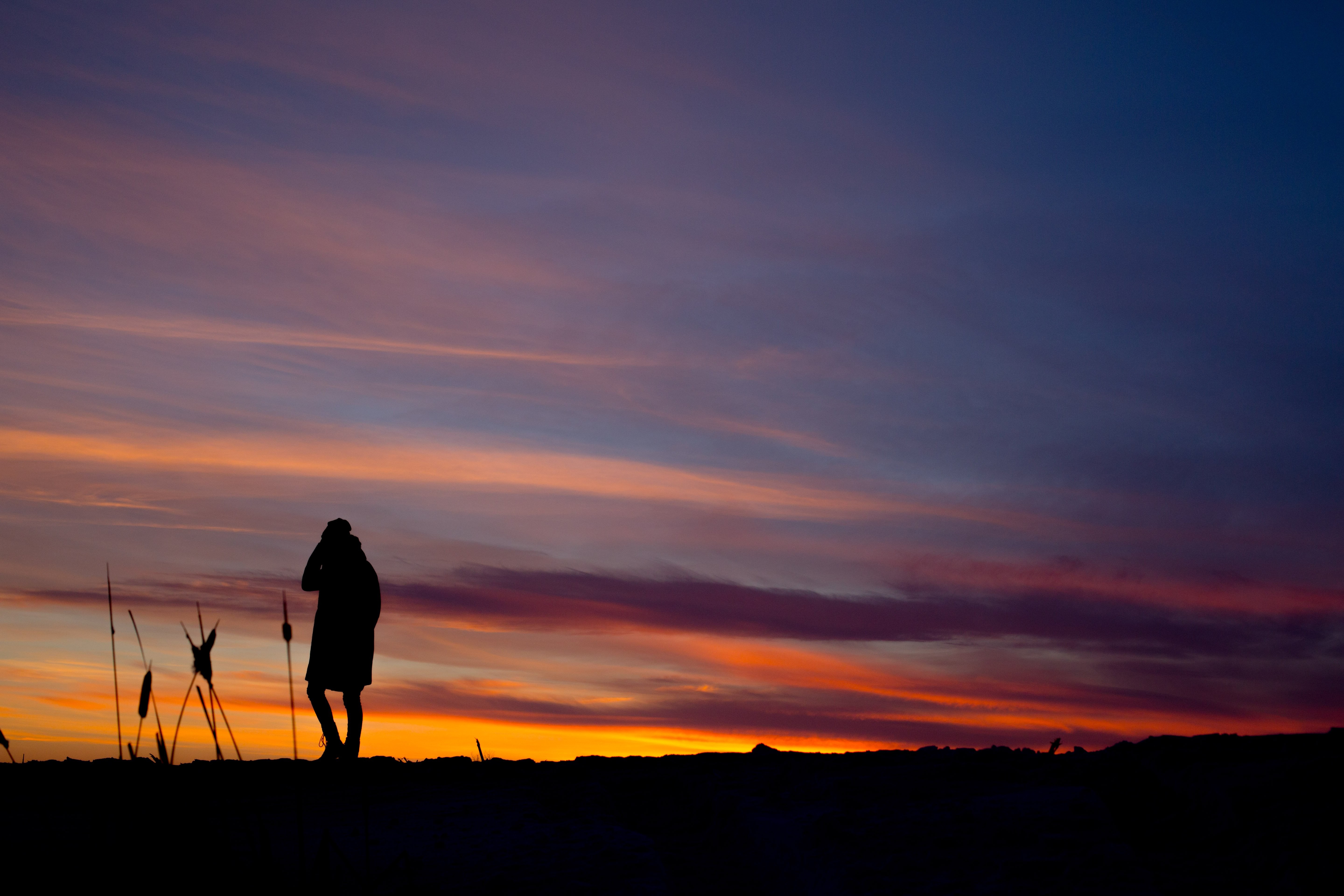 Photo de silhouette de coucher de soleil de prairie