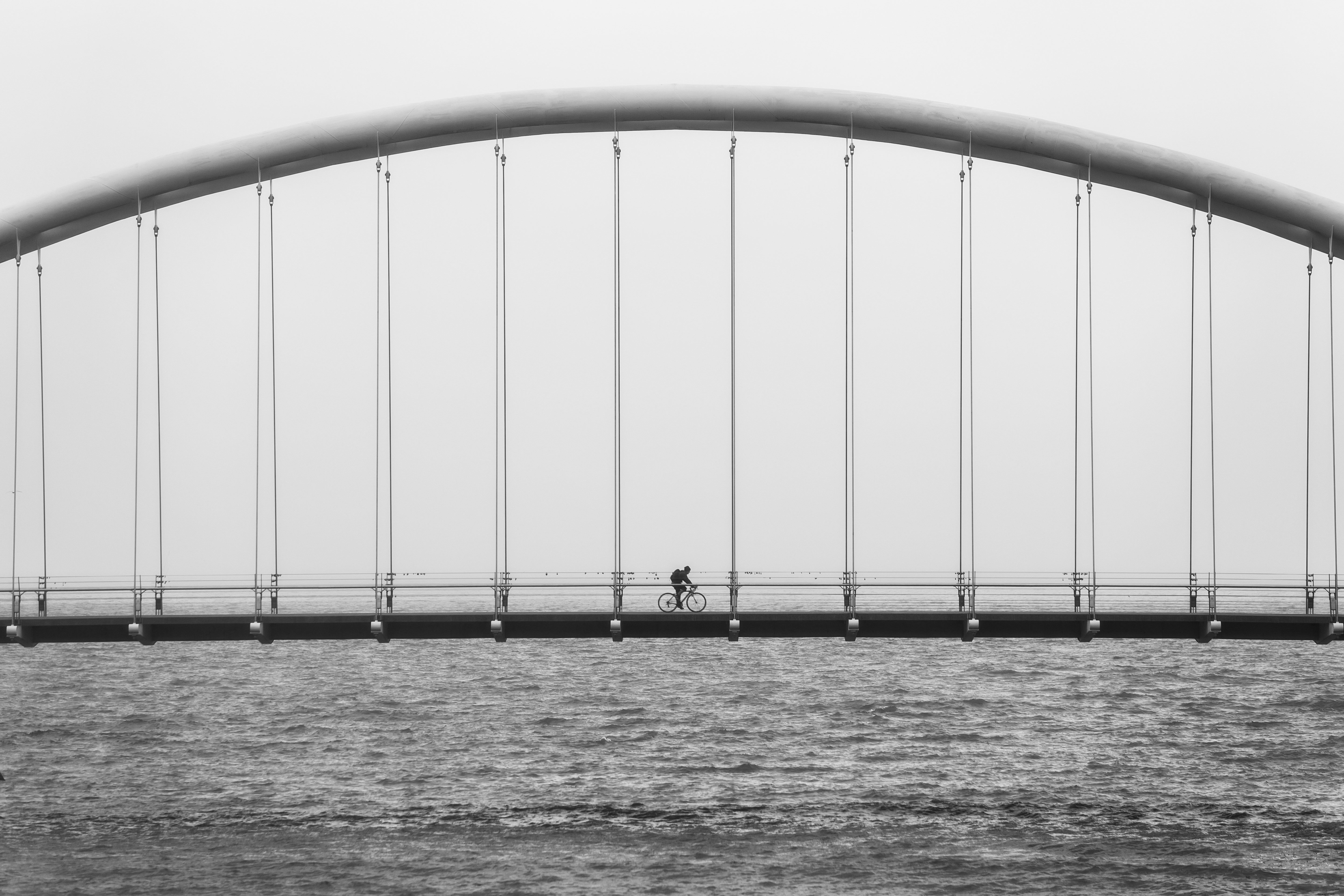 橋を渡る自転車の写真