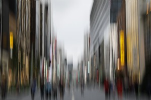 Scena della città catturata in foto in movimento