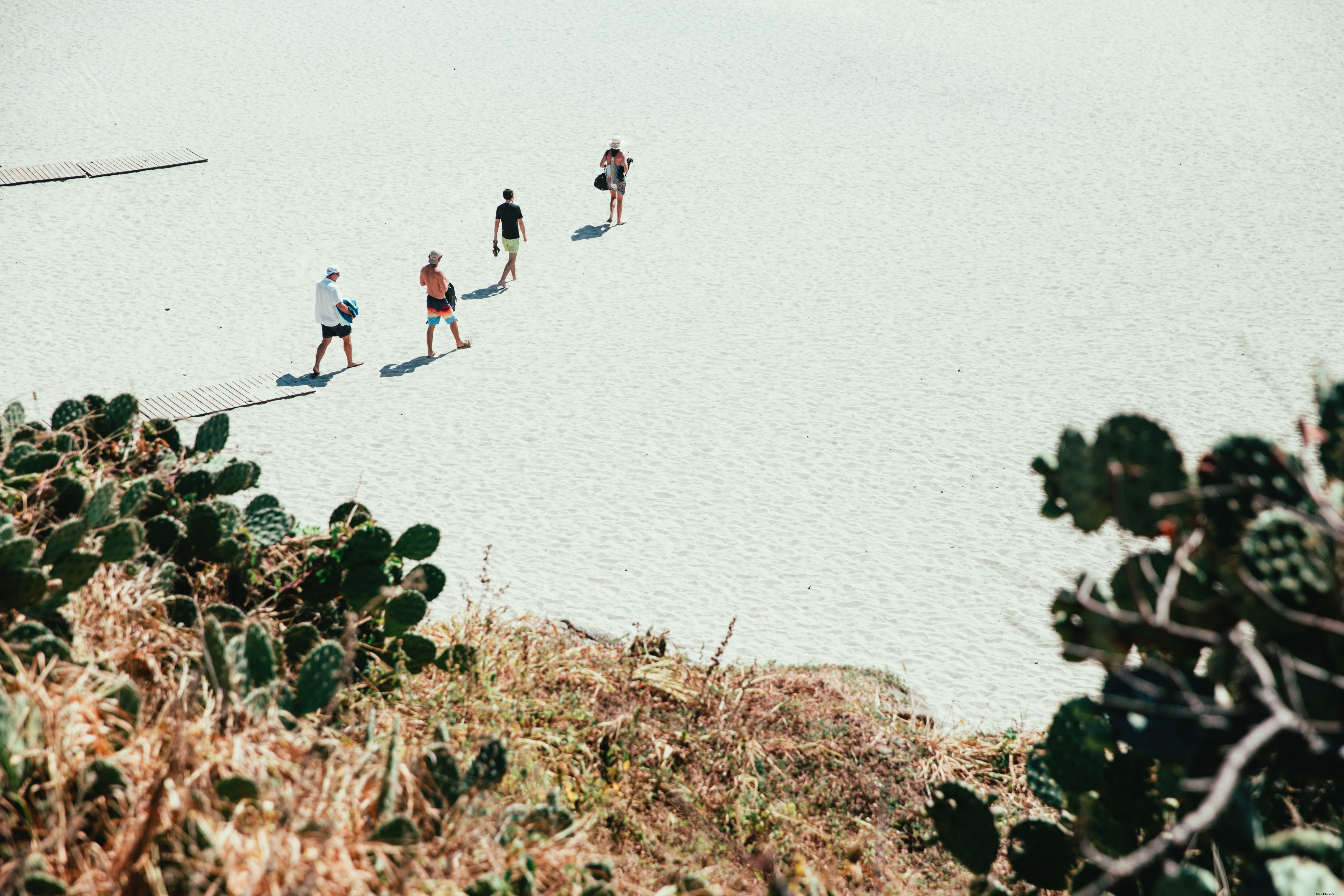 Foto Orang Berjalan Di Pantai Terang