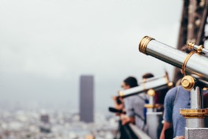 Teleskop Turis Pemandangan Kota Foto