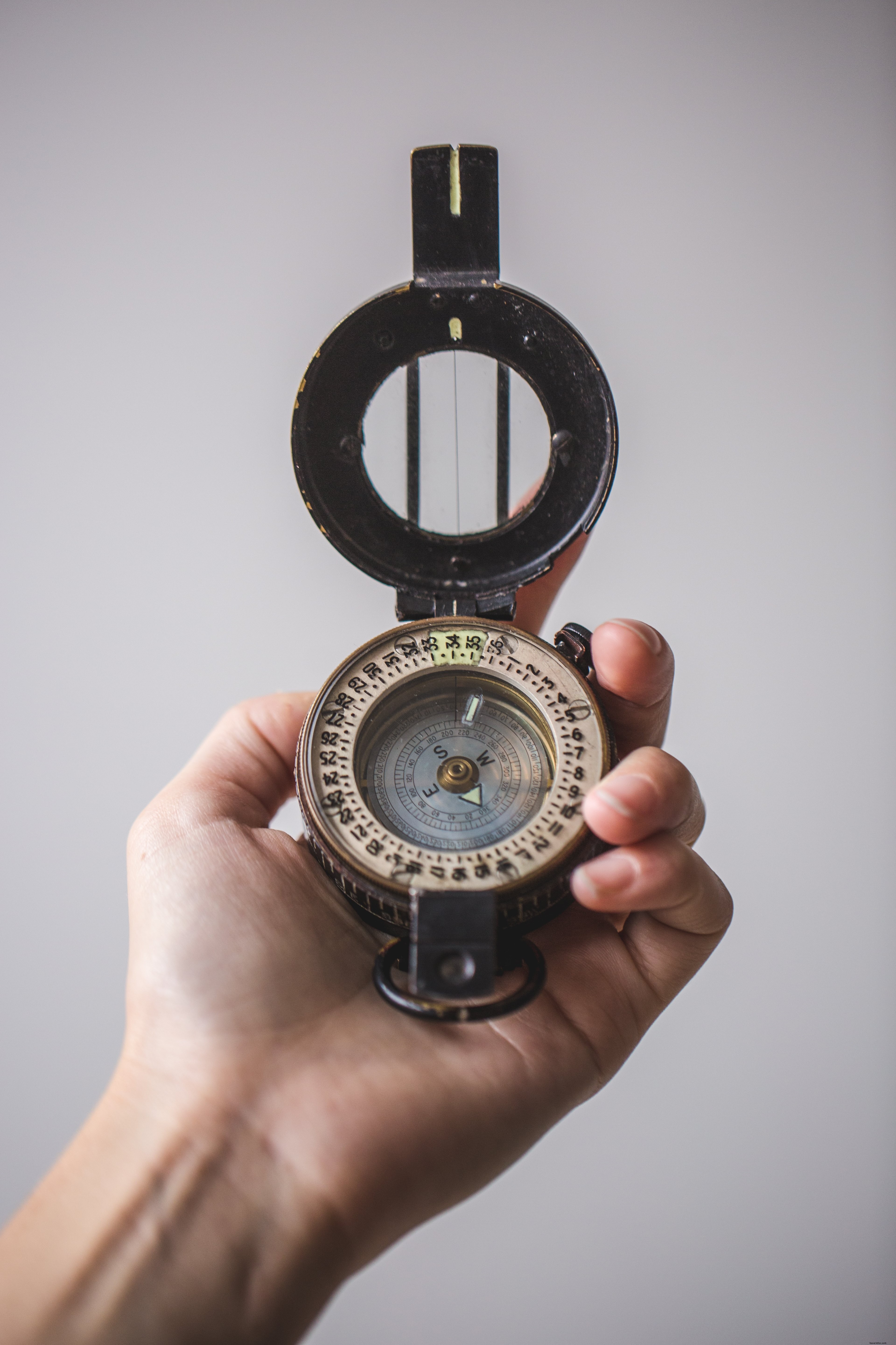 Close Up of Hand Holding Compass Photo