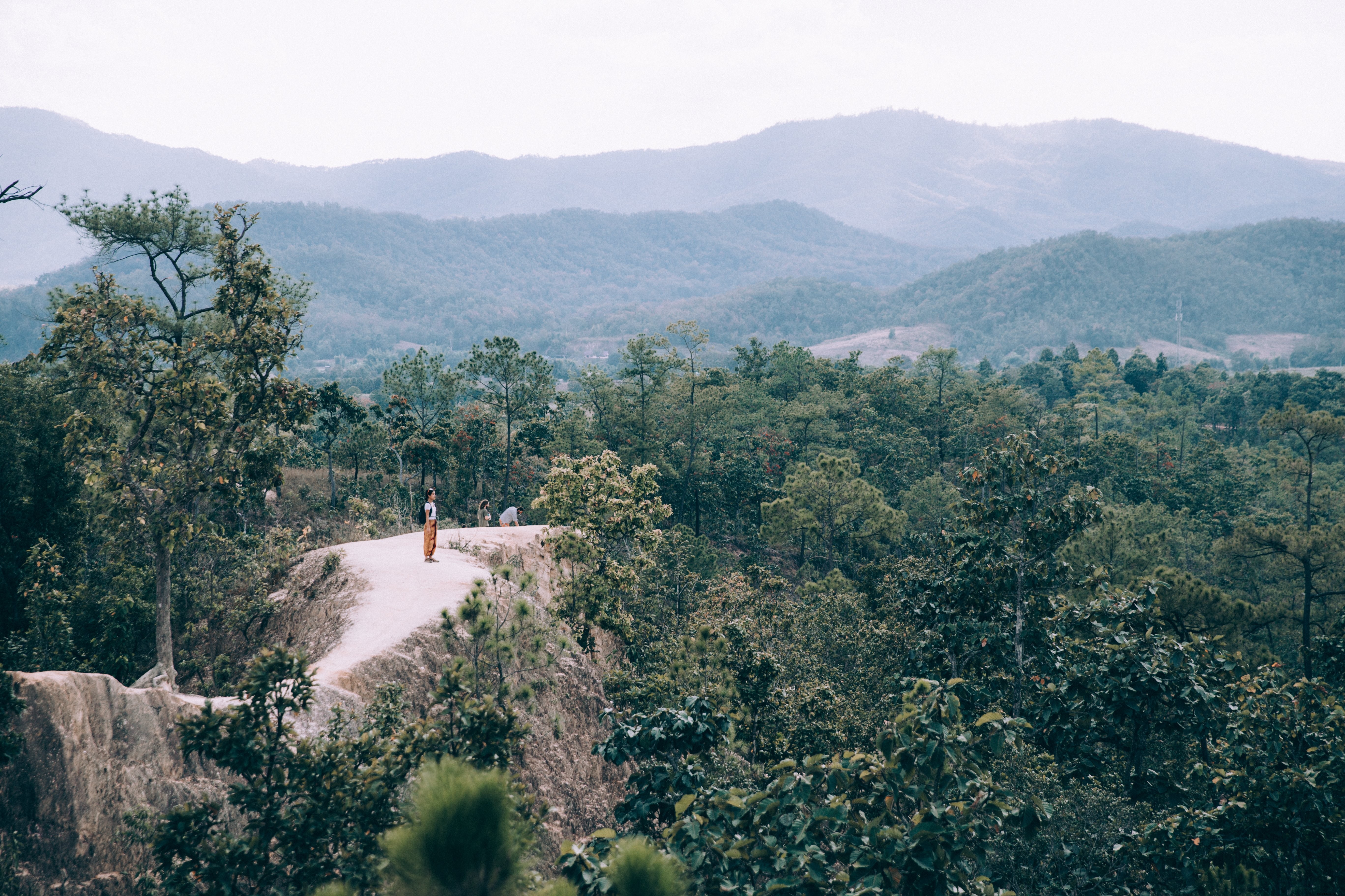 Une femme admire la photo de vue sur la vallée