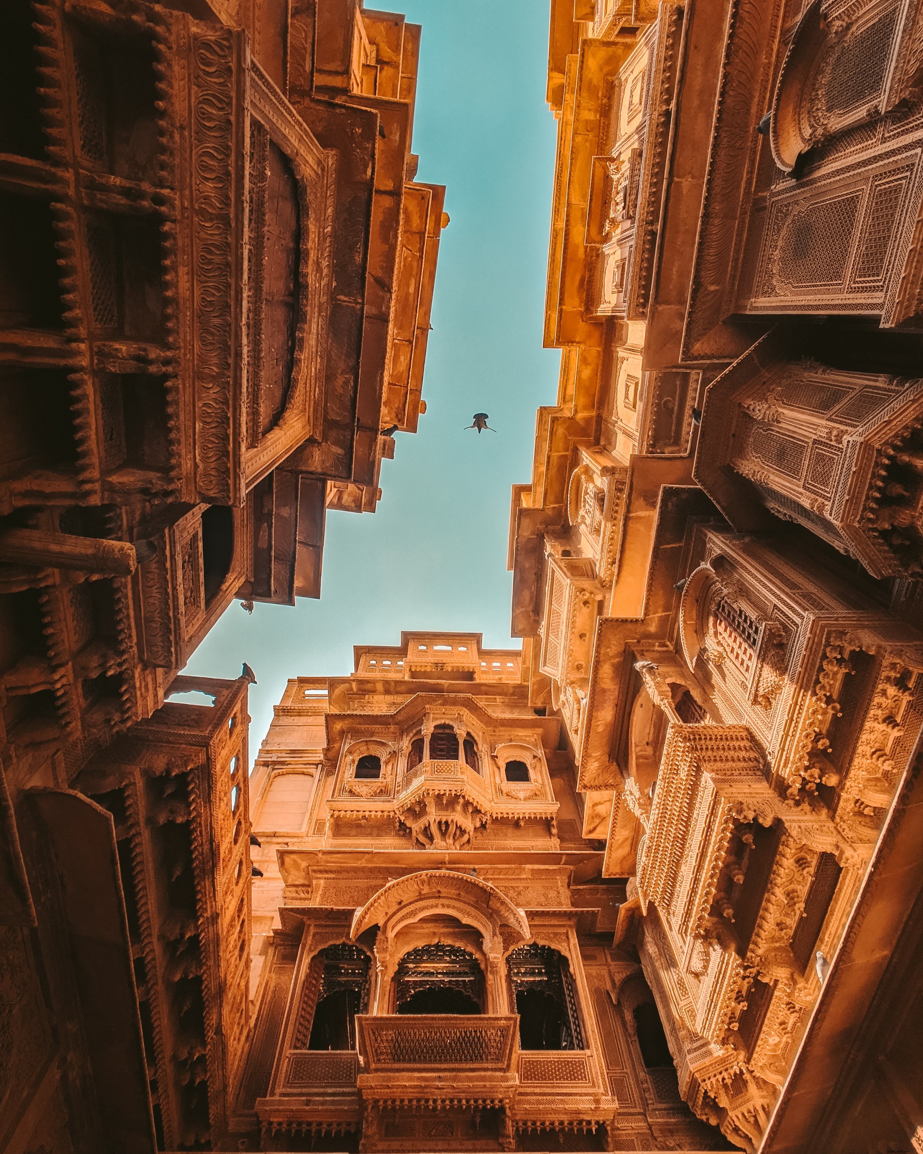 Burung Terbang Di Atas Patwon Ki Haveli Di India Foto