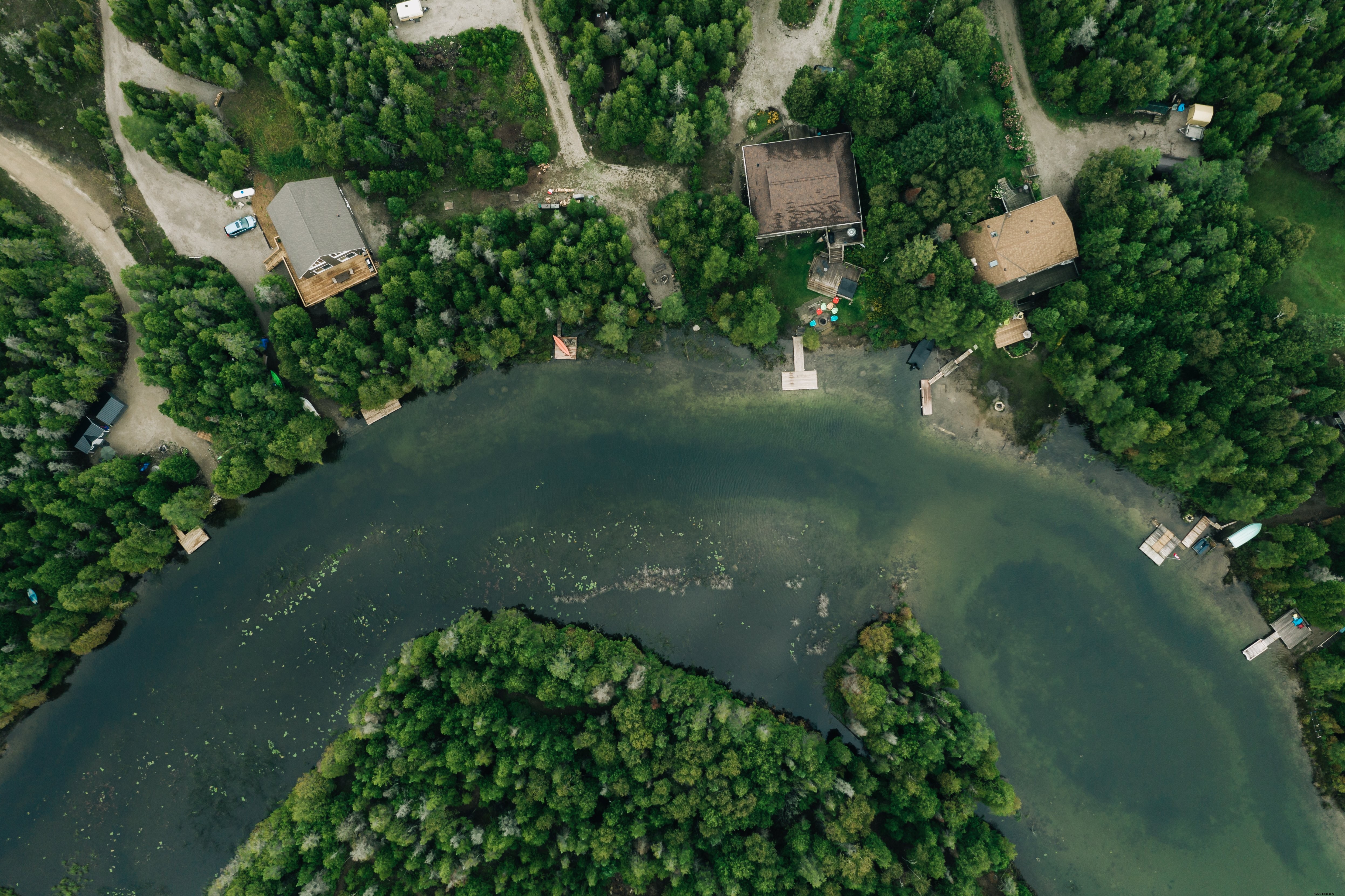 Foto de la comunidad de un río sinuoso alrededor de una isla