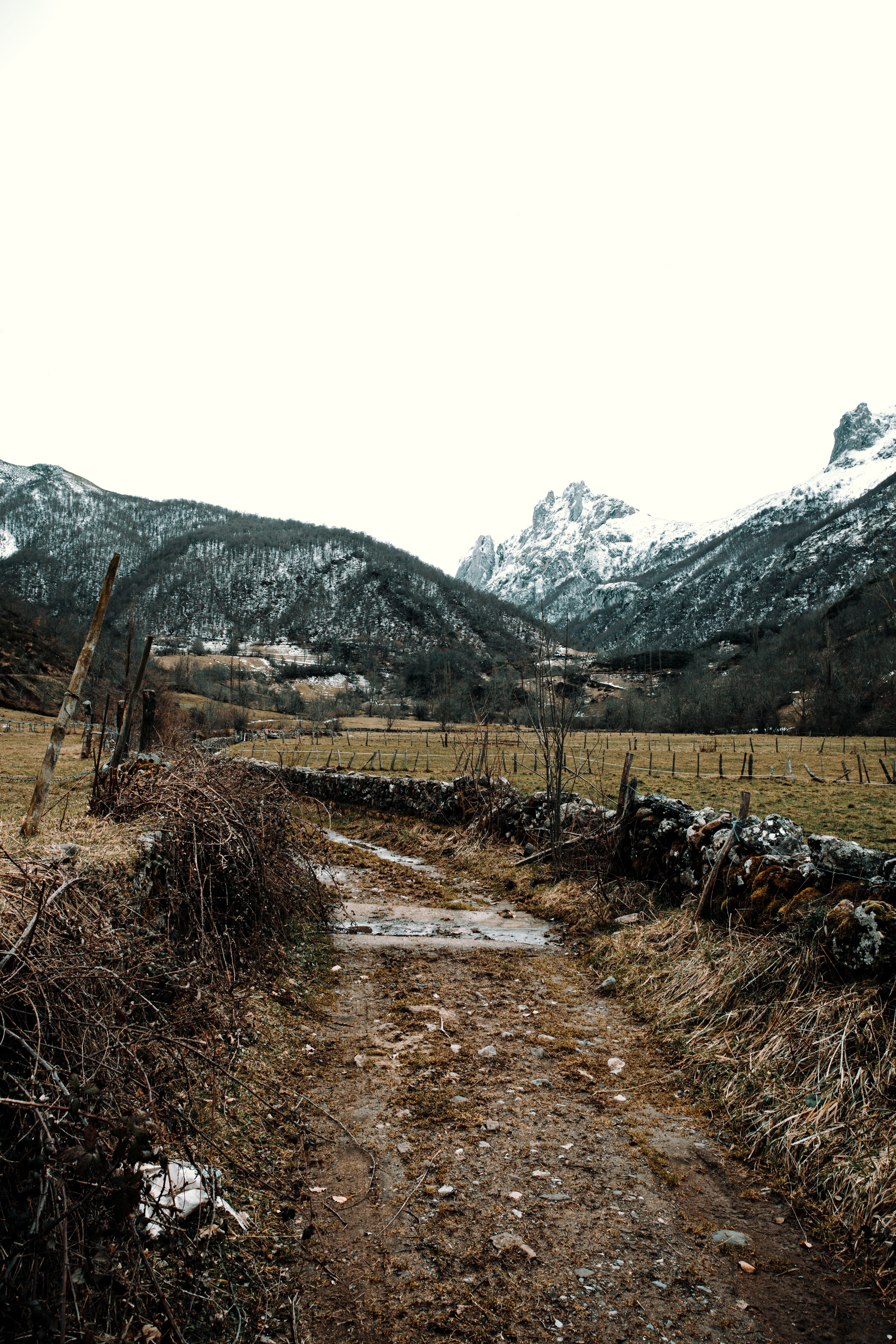 Un chemin de terre sous les montagnes Photo 