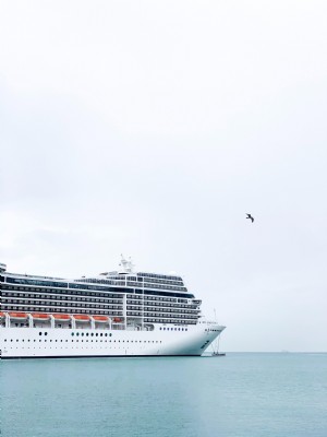 Foto de cruzeiro marítimo viajando para fora do mar 