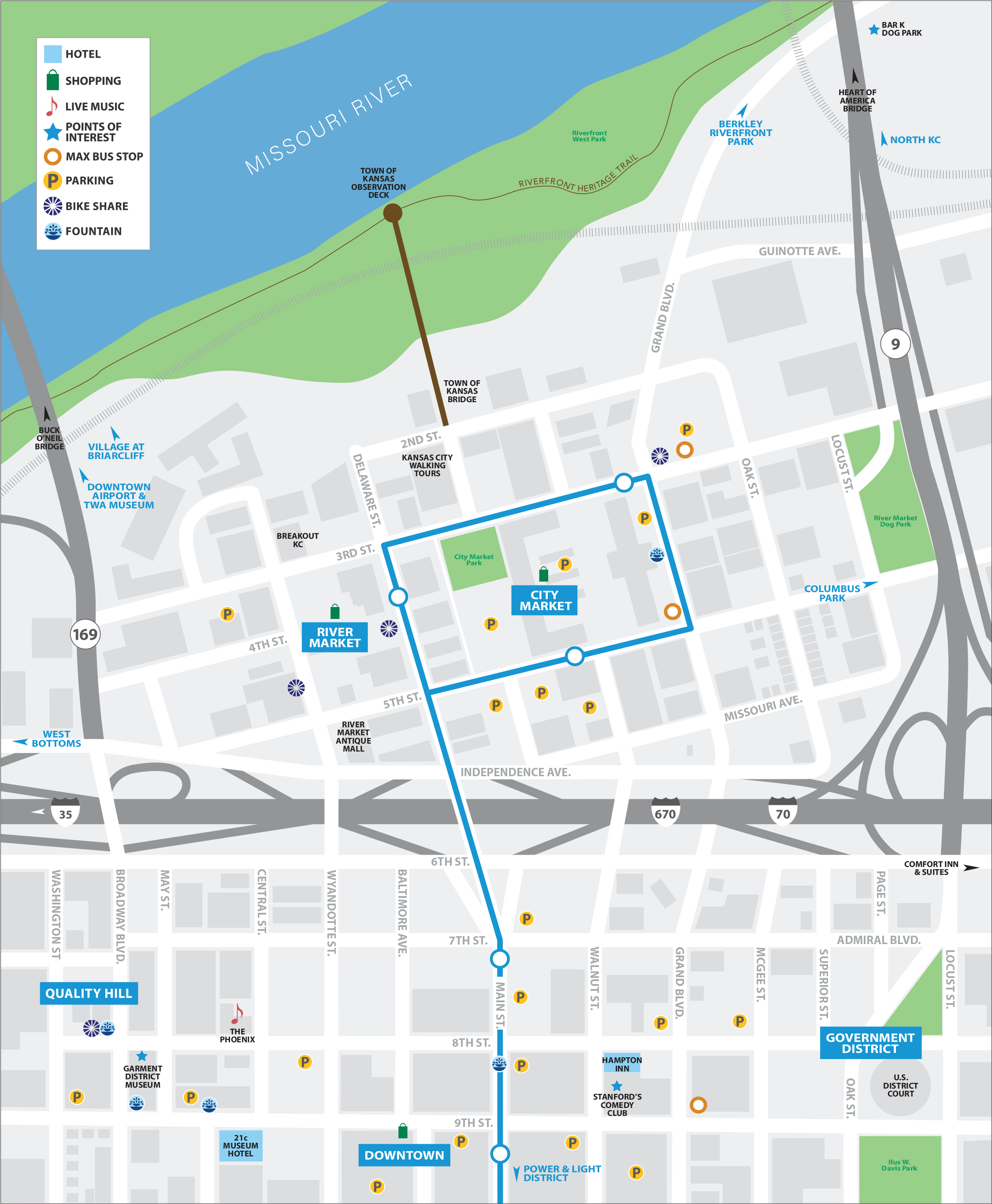 Mapa de River Market / North Downtown 