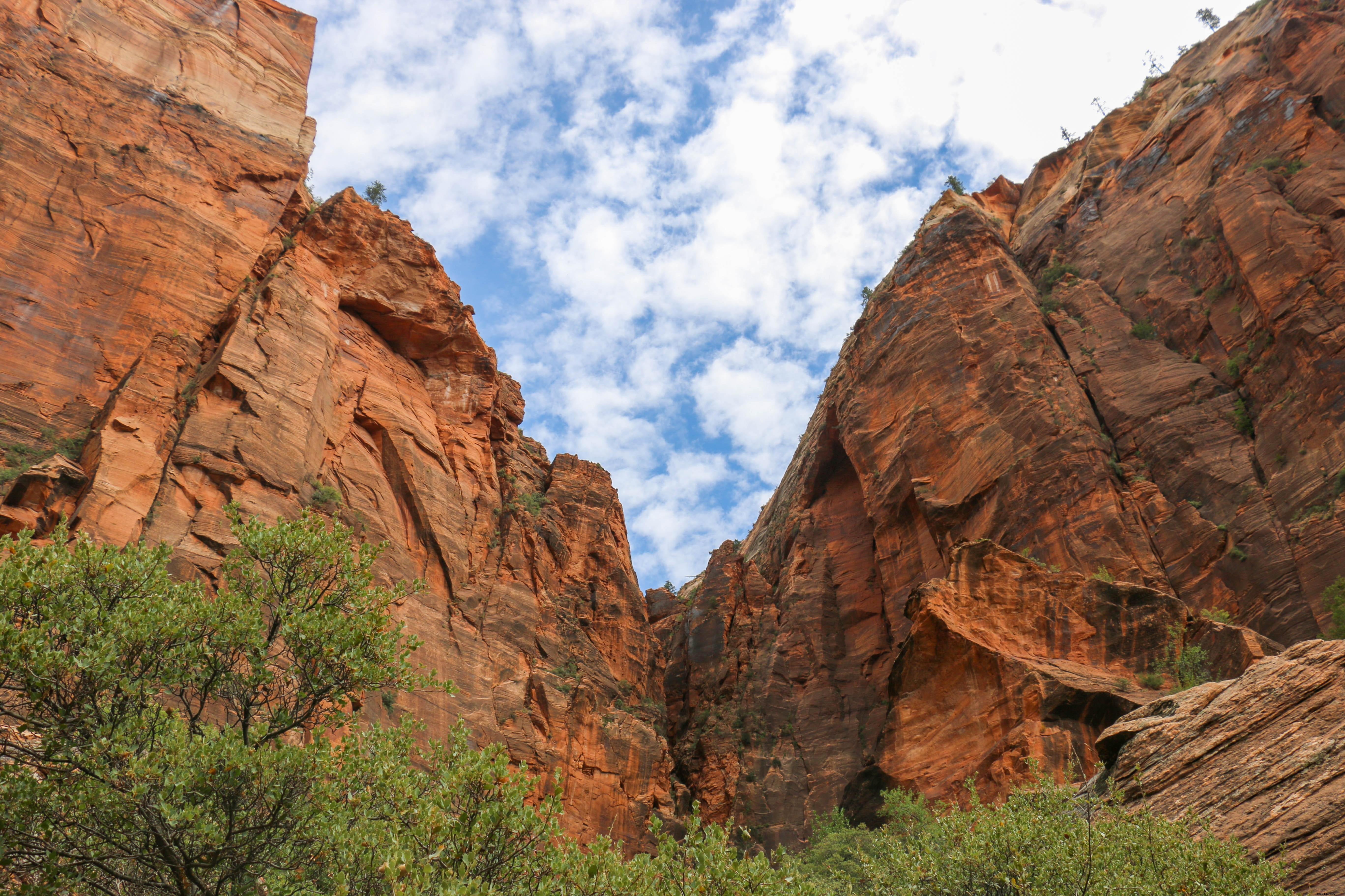 Rich Blue Sky Cloudy Over Steep Valley Photo 