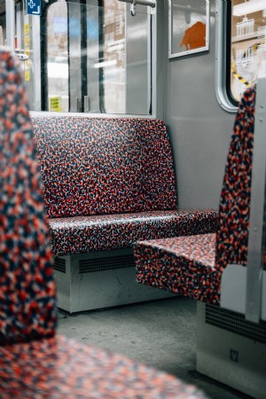 Sedili in vinile su foto di trasporto pubblico 