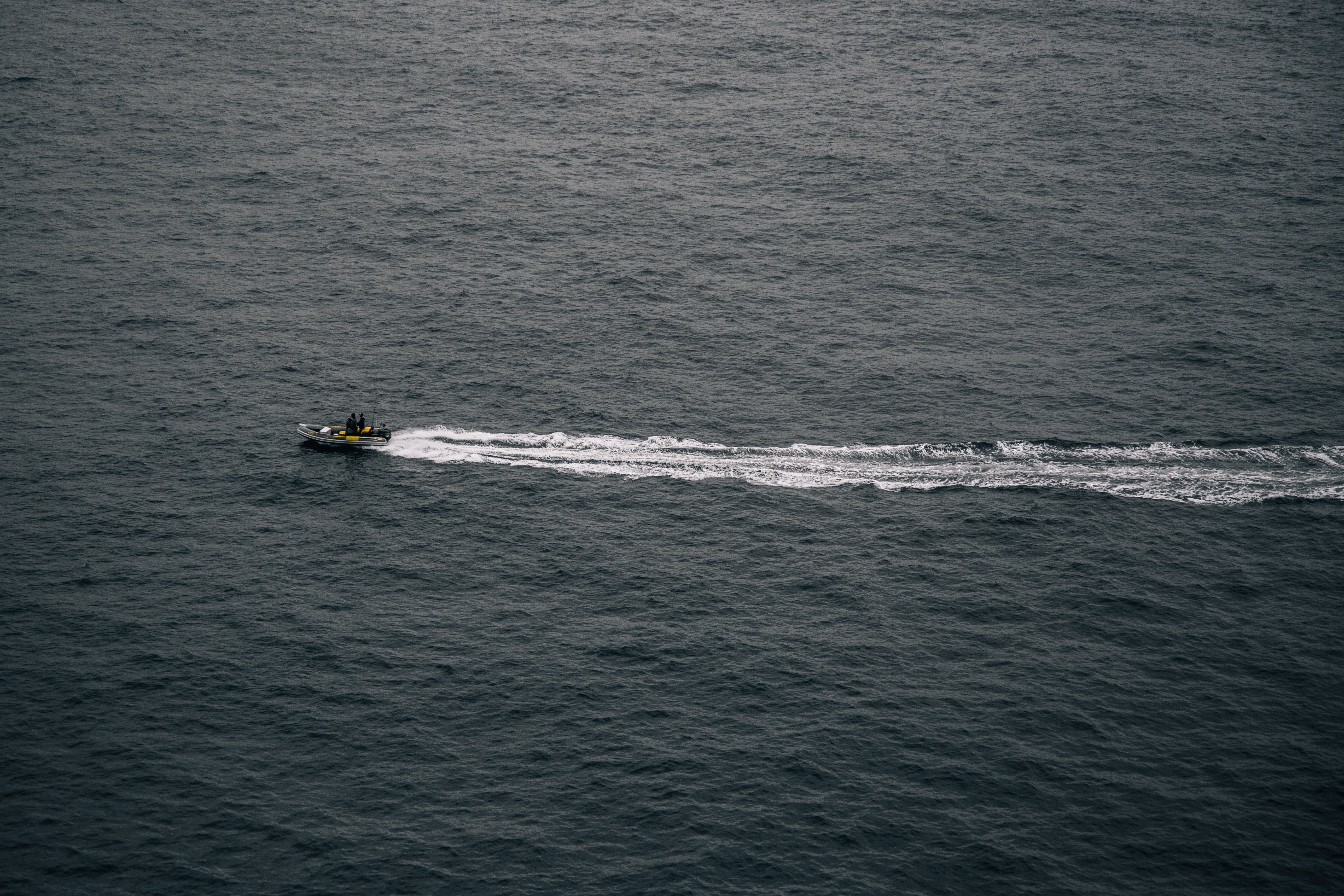 Una foto de Safety Dinghy Patrols Icy Waters 