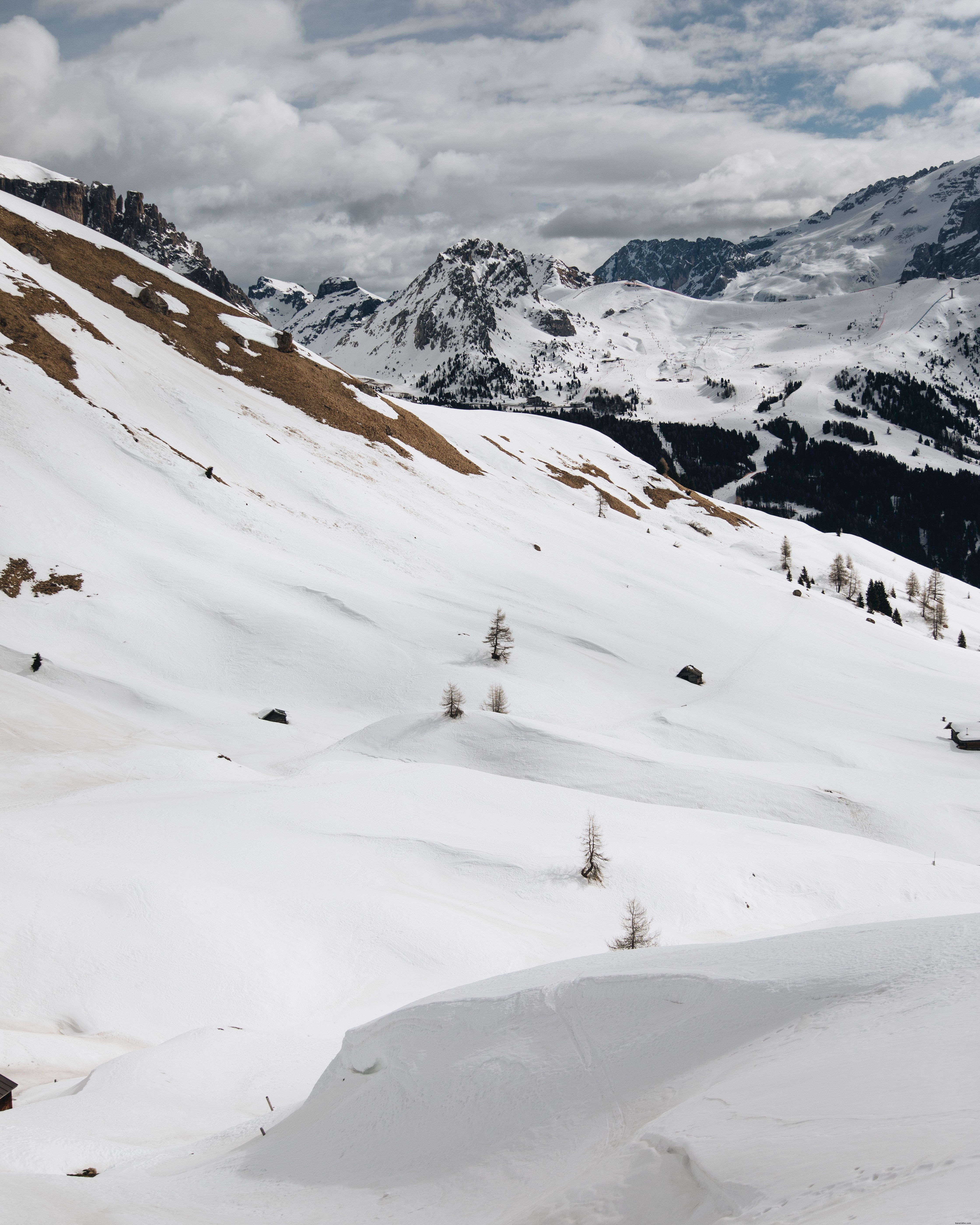 Foto di neve fresca a cascata giù per le colline 