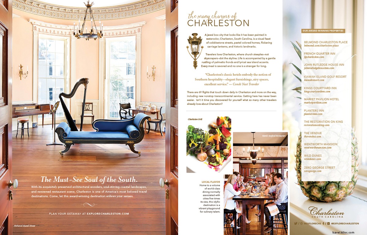 Anunciado recentemente! Charleston eleita a cidade número 1 nos EUA pelo prêmio Condé Nast Traveler 2015 Readers ’Choice Awards! 