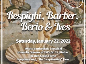 Respighi, Barbiere, Berio, e Ives eseguiti dalla Columbus Symphony Orchestra 