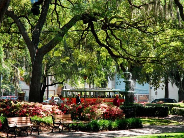 Passeios de bonde pela cidade velha de Savannah 