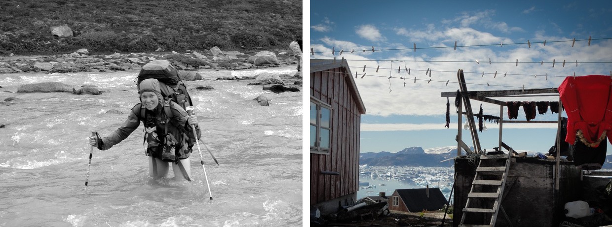Mochileros en la naturaleza en el este de Groenlandia 