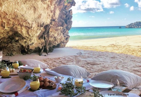 Jantar na praia nas Bermudas 